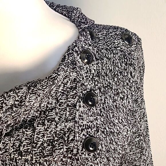 Style&Co Black & White Tweed Sweater Dress, Aysemetrical Cowl Neck, Size XL - Picture 3 of 11
